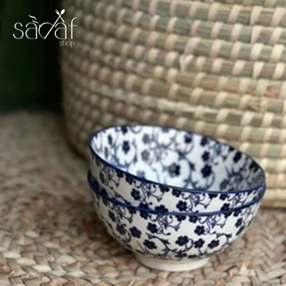 F پیاله مزه گود سرامیکی 10سانت طرح گل آبی دنی هوم (یک عددی) - تصویر 1