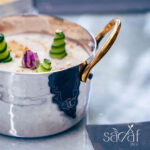 ظرف سرو گرد عمیق دو دسته برنجی 15 سانت استیل چکشی هندی (یک عددی)