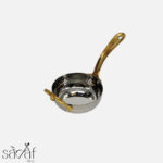 ظرف سرو گرد دسته برنجی 8 سانت استیل چکشی هندی (یک عددی) - تصویر 3