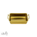 ظرف استیل طلایی مستطیل دسته دار