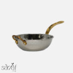 ظرف سرو کاسه ای دسته برنجی 14 سانت استیل چکشی هندی (یک عددی) - تصویر 2