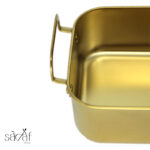 ظرف استیل طلایی مستطیل دسته دار 14/18 - تصویر 3