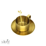 ست فنجان و نعلبکی و قاشق استیل طلایی 220 میلی لیتر (ست 3 تیکه) - تصویر 3