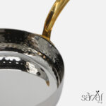 ظرف سرو گرد تخت دسته برنجی 18 سانت استیل چکشی هندی (یک عددی) - تصویر 2