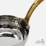 ظرف سرو گرد دسته برنجی 8 سانت استیل چکشی هندی (یک عددی) - تصویر 2