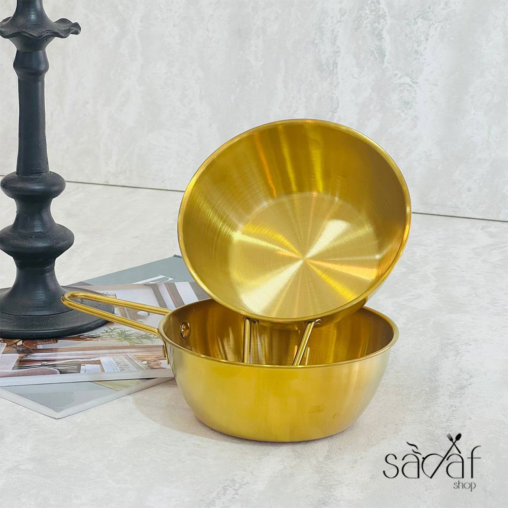 ddd ظرف پیمانه تک دسته 14 سانت استیل طلایی گلد کیش (یک عددی) - تصویر 1