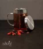 لیوان دمنوش پیرکس استیل استوانه اعلا 400 سی سی( یک عددی)