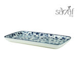 رولت مستطیل بزرگ سرامیک 23/12 سانت طرح گل آبی دنی هوم (یک عددی) - تصویر 3