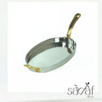 ظرف سرو بیضی دسته برنجی 22 سانت استیل چکشی هندی (یک عددی) - تصویر 2