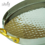 ظرف سرو بیضی دسته برنجی 22 سانت استیل چکشی هندی (یک عددی) - تصویر 3