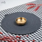 پیاله مزه گرد تخت لبه دار 9 سانت استیل طلایی  (یک عددی)