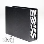 جای دستمال رو میزی فلزی مشکی مستطیل طرح برگ (یک عددی) - تصویر 2