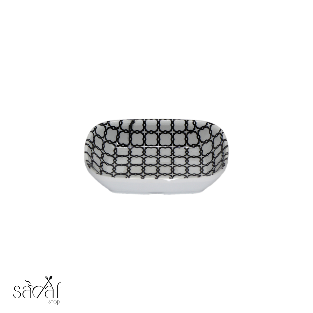 Untitled-1 پیاله سرو مزه مستطیل کوچک سفید مشکی ملامین 12/8 امارات ( یک عددی) - تصویر 1