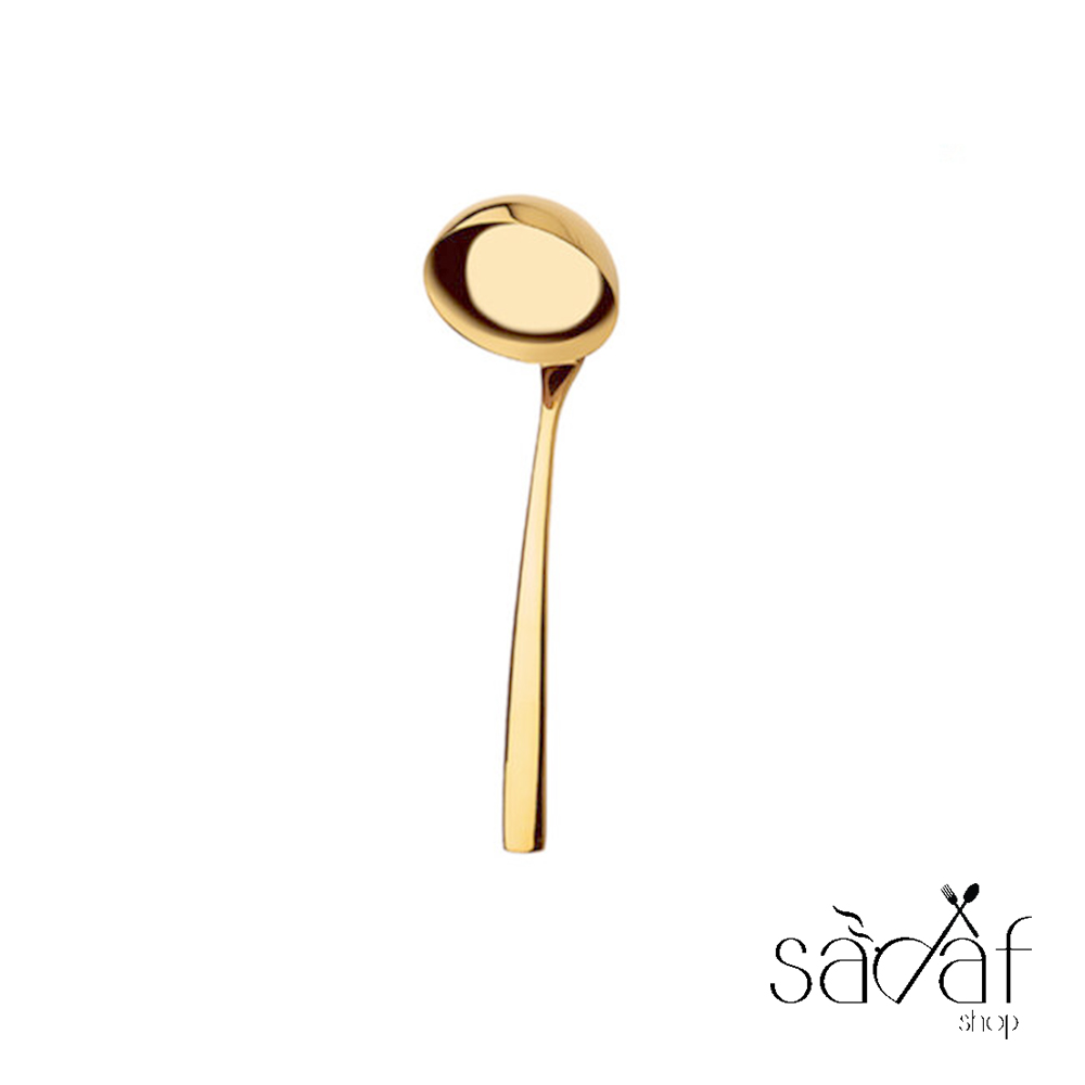 florance-saus-ladle-500x500 ملاقه کوچک سس مدل فلورانس ناب استیل طلایی (براق) ( یک عددی) - تصویر 1