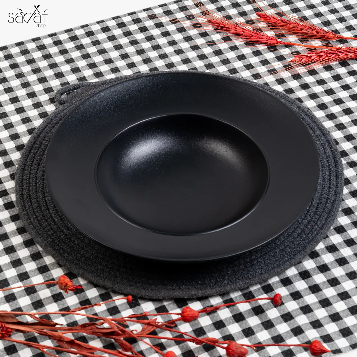 103_3_11zon بشقاب سرو داخل گود ساده بلک ملامین (یک عددی) - تصویر 1