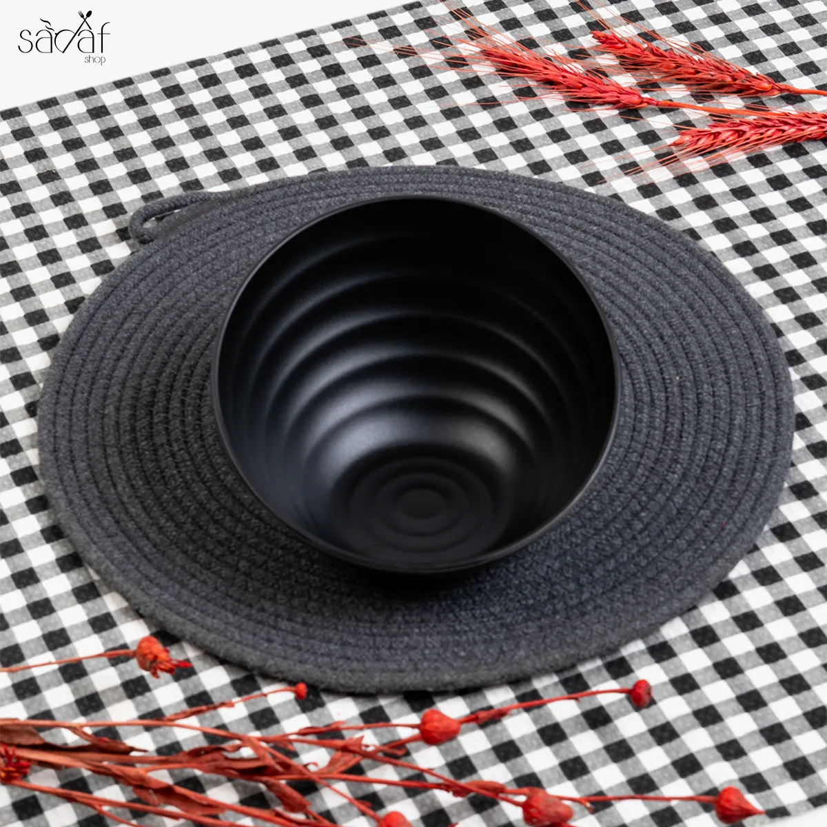 106_6_11zon پیاله سرو کج شیاردار بلک ملامین (یک عددی) - تصویر 1