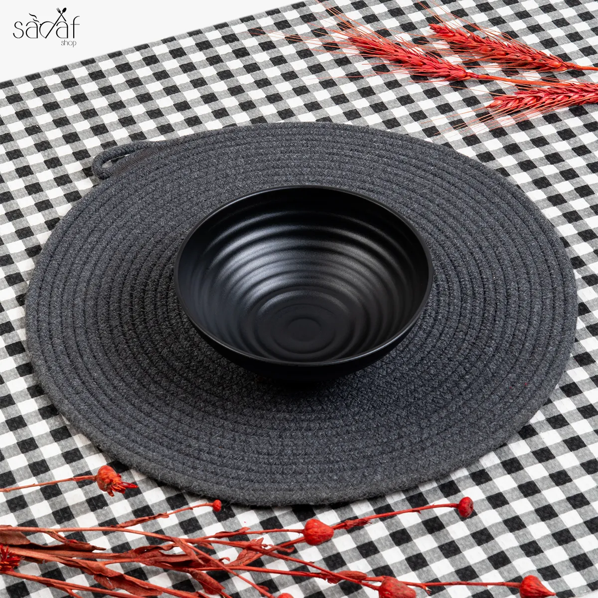 116_16_11zon پیاله سرو شیاردار14 سانت بلک ملامین (یک عددی) - تصویر 1