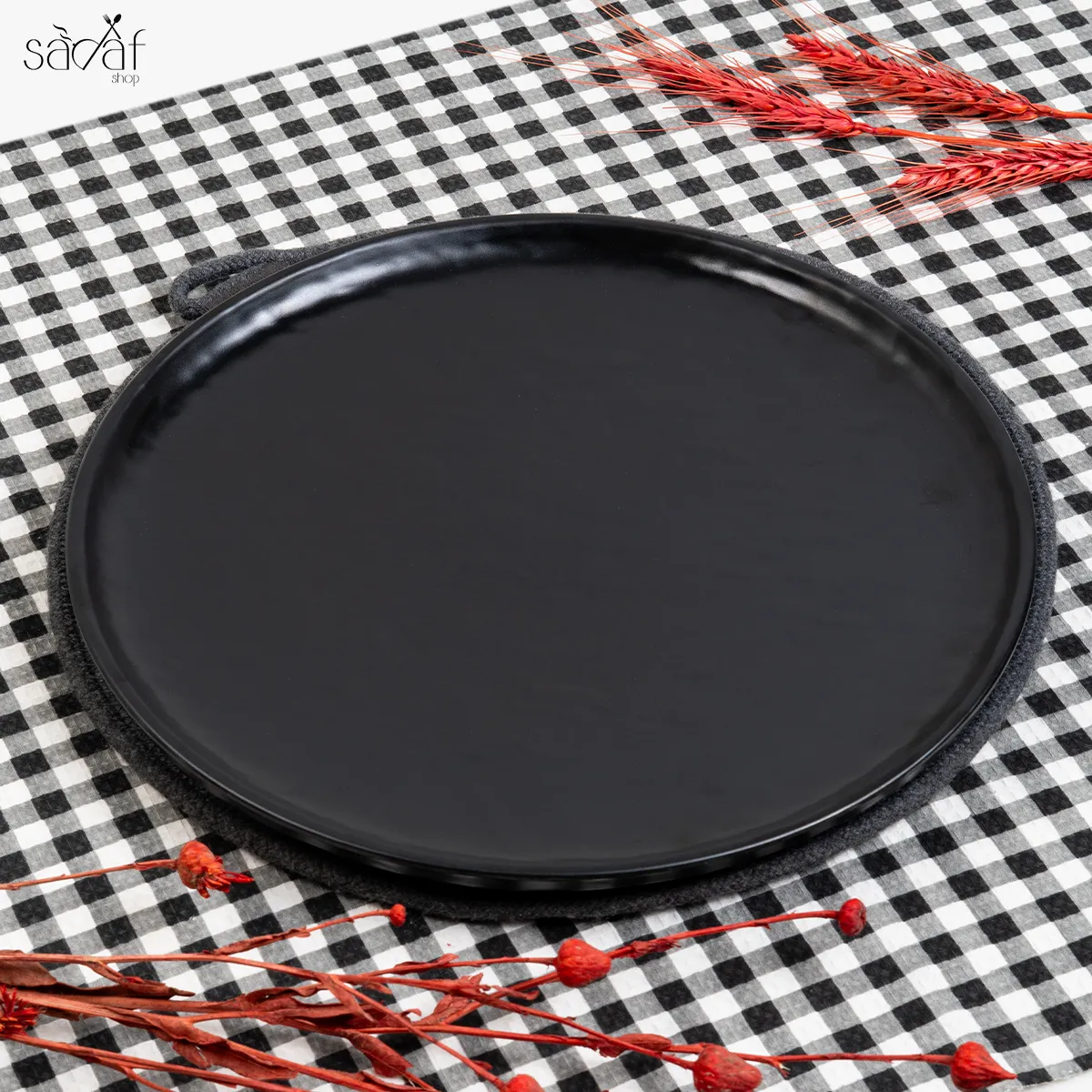 119_19_11zon پلیت سرو تخت 30 سانت بلک ملامین ( یک عددی) - تصویر 1