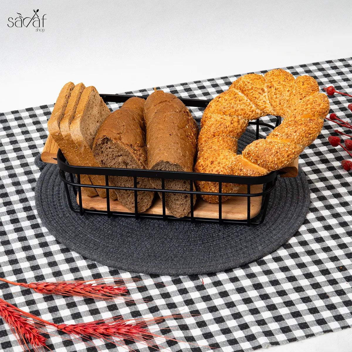 176_6_11zon سبدنان چوبی فلزی مستطیل یونیک (یک عددی) - تصویر 1