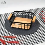 سبدنان چوبی فلزی مربع یونیک (یک عددی) - تصویر 3