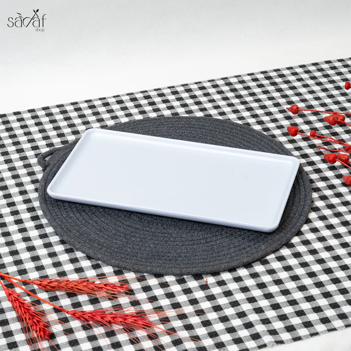 189_19_11zon رست سرو مستطیل ملامین سفید(یک عددی) - تصویر 1