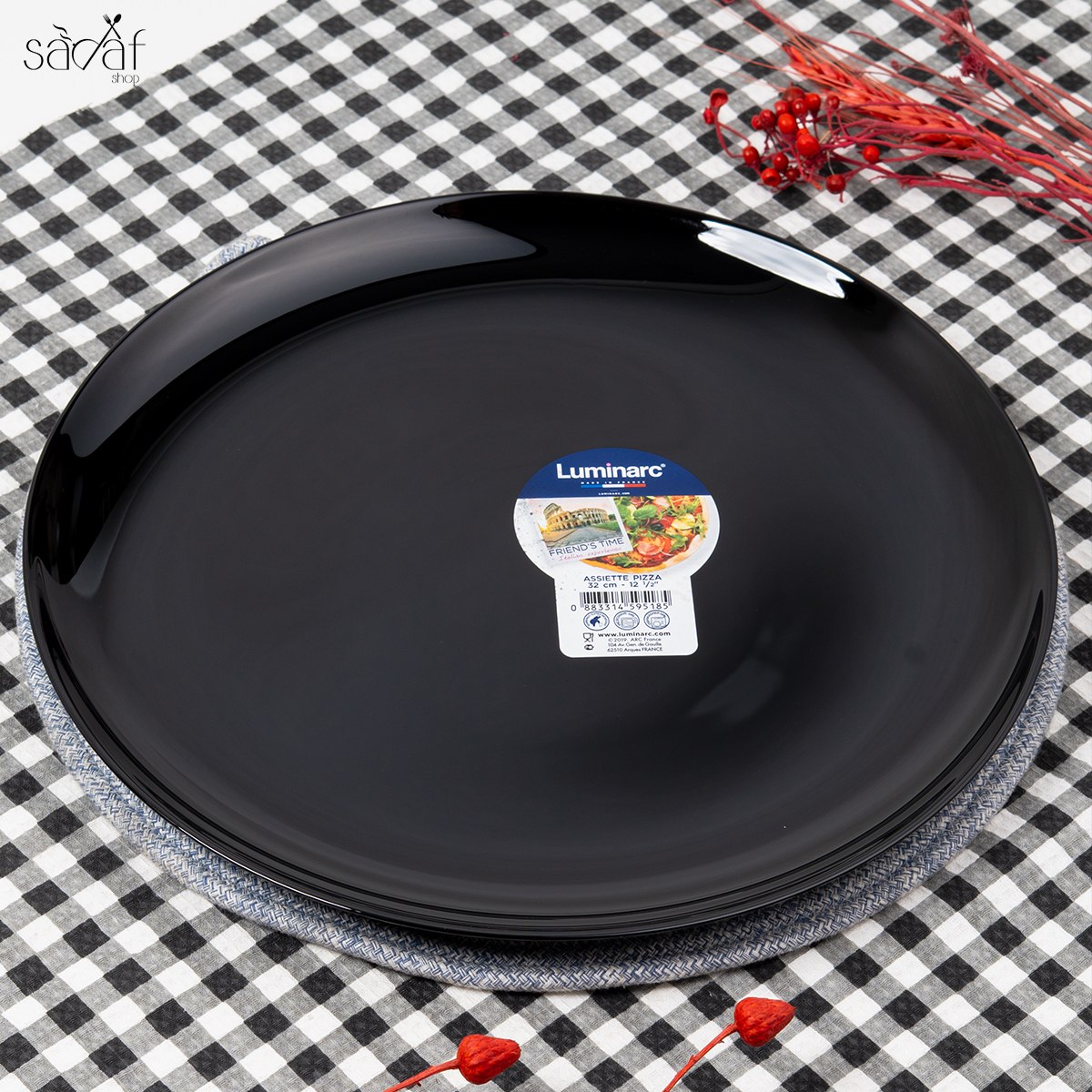 19 پلیت سرو تخت 32 سانت مشکی آرکوپال لومینارک (یک عددی) - تصویر 1