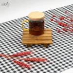 لیوان دمنوش پیرکس دو جداره در بامبو دسته رنگی 300 سی سی (یک عددی)