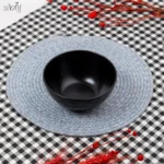 پیاله سرو گود 15 سانت سرامیک چکشی مشکی (یک عددی)