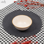 پیاله سرو گود 16 سانت سرامیک کرم دور قهوه ای (یک عددی)