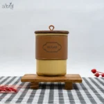 بانکه فلزی دور چرمی کرم درب چوبی (یک عددی) - تصویر 2