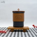 بانکه فلزی دور چرمی طوسی درب چوبی (یک عددی) - تصویر 3