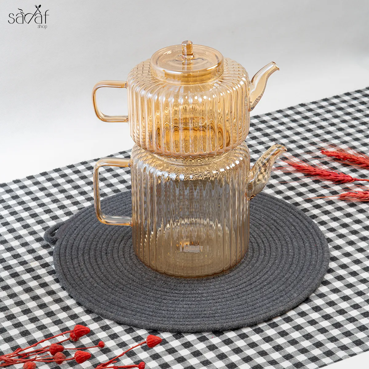 53_13_11zon کتری و قوری پیرکس شیاردار شامپاینی - تصویر 1