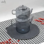 کتری و قوری پیرکس شیاردار دودی