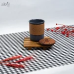 بانکه فلزی دور چرمی طوسی درب چوبی (یک عددی) - تصویر 2