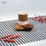 بانکه فلزی دور چرمی سفید درب چوبی (یک عددی) - تصویر 2