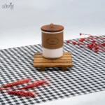 بانکه فلزی دور چرمی سفید درب چوبی (یک عددی) - تصویر 3