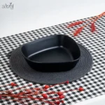 پلیت سرو دفرم دیپ20 /23 سانت بلک ملامین (یک عددی)