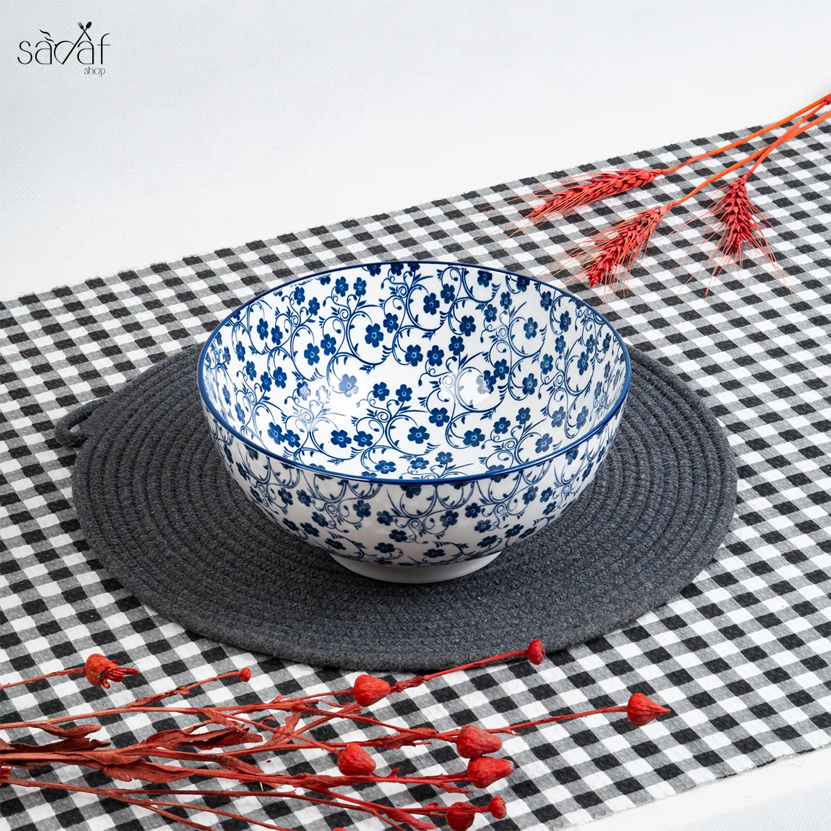 119_19_11zon کاسه سالاد 23 سانت گل آبی دنی هوم (یک عددی) - تصویر 1