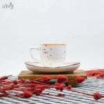 فنجان و نعلبکی کرم خالدار روستیک دنی هوم 80 سی سی (یک عددی)