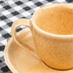 فنجان و نعلبکی قهوه خوری سرامیک ری اکتیو کرم (یک عددی) - تصویر 2