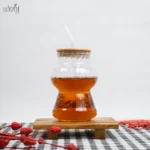 لیوان اسموتی پیرکس شیاردار درب بامبو (یک عددی) - تصویر 2