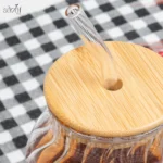 لیوان اسموتی پیرکس شیاردار درب بامبو (یک عددی) - تصویر 3