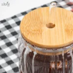 لیوان اسموتی پیرکس شیاردار درب بامبو (یک عددی) - تصویر 3