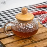 قوری زعفران تمام پیرکس درب چوبی 100 سی سی(یک عددی) - تصویر 2