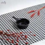 ظرف سرو گرد دسته دار دیپ سرامیک مشکی (یک عددی)