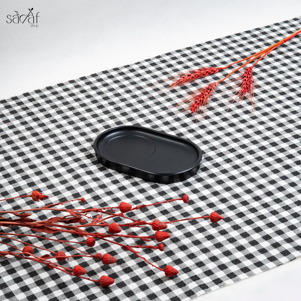 52_2_11zon زیر لیوان / استکانی بیضی بلک ملامین(یک عددی) - تصویر 1