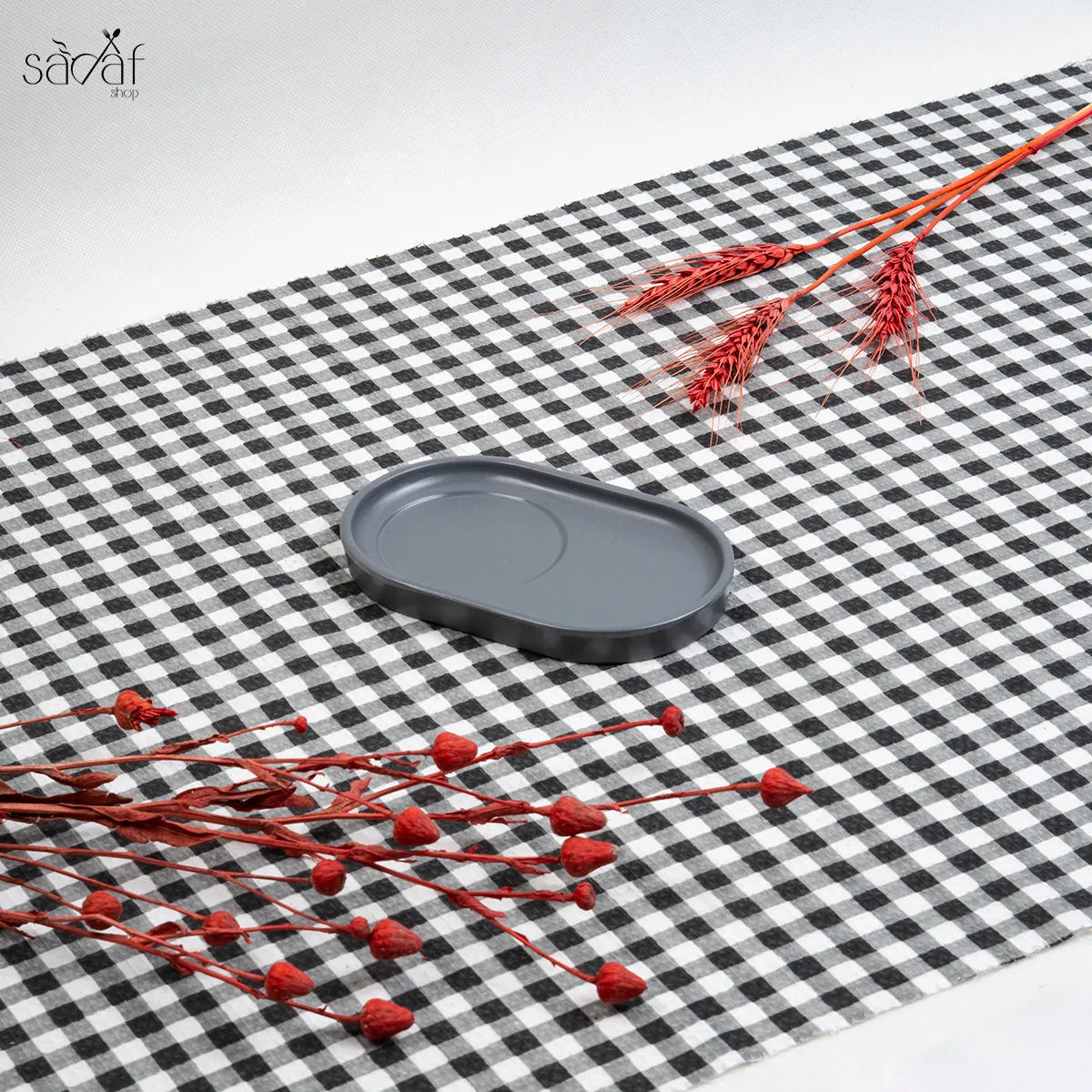 53_3_11zon زیر لیوان / استکانی بیضی طوسی ملامین(یک عددی) - تصویر 1