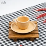 فنجان و نعلبکی قهوه خوری سرامیک ری اکتیو کرم (یک عددی)