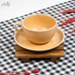 فنجان و نعلبکی سرامیک ری اکتیو کرم 300 سی سی (یک عددی)