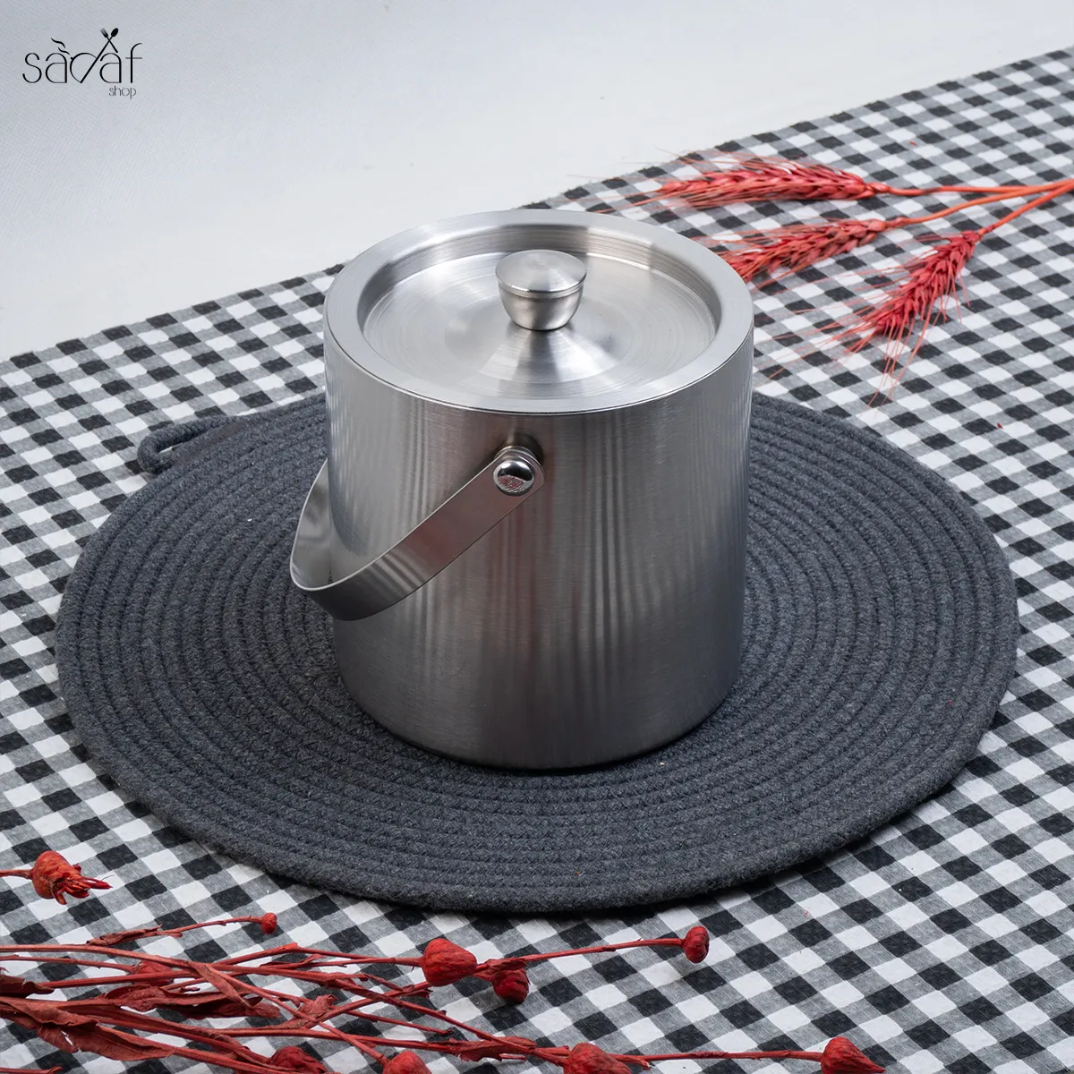 110_10_11zon سطل یخ درب دار استیل کوچک (یک عددی) - تصویر 1